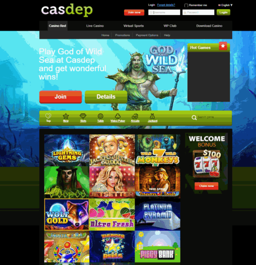 Casdep Casino, No deposit bonus: 5 EUR with code: CAS5cash