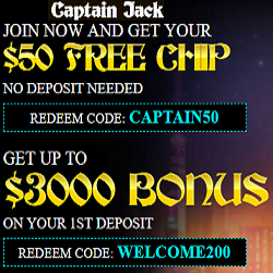 Captain Jack casino 50 free casino chip